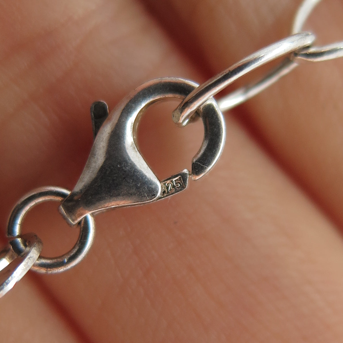 925 Sterling Silver Vintage Italy Modernist Oval Chain Necklace 24"