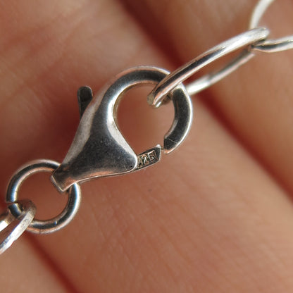 925 Sterling Silver Vintage Italy Modernist Oval Chain Necklace 24"