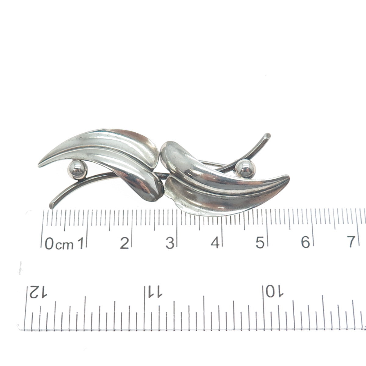 FORSTNER 925 Sterling Silver Vintage Modernist Floral Leaf Oxidized Pin Brooch