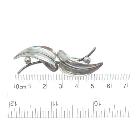 FORSTNER 925 Sterling Silver Vintage Modernist Floral Leaf Oxidized Pin Brooch