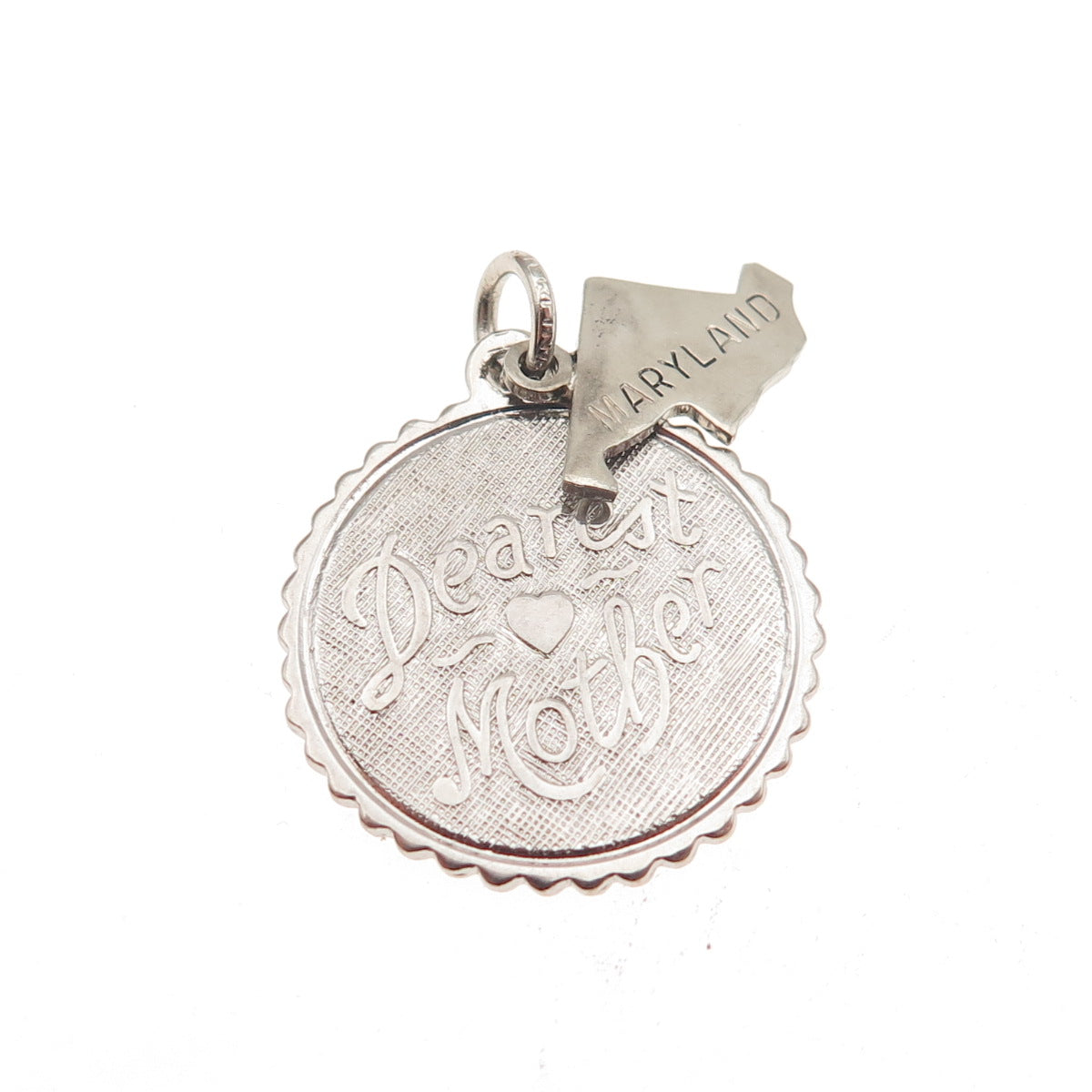 ELCO 925 Sterling Silver Vintage Dearest Mother Maryland Charm Pendant
