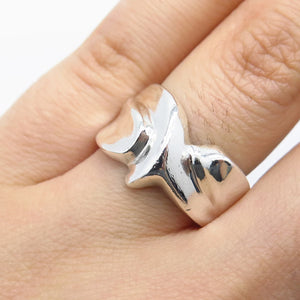 925 Sterling Silver Vintage Mexico Ribbed Ring Size 7