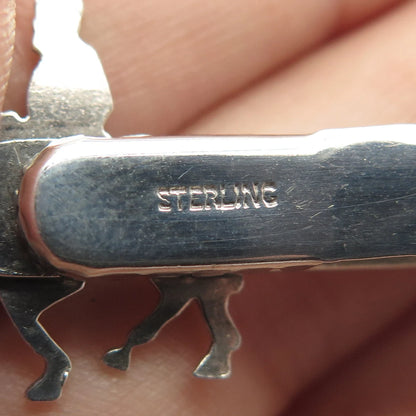 925 Sterling Silver Vintage Enamel Roman Warrior on Horse Bar Tie Clip