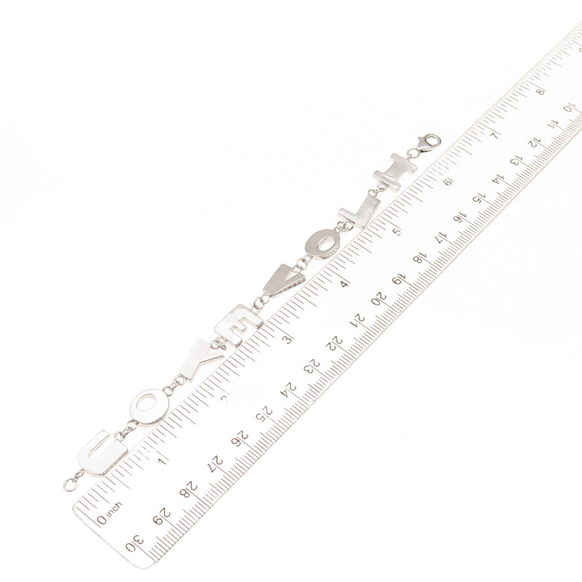 925 Sterling Silver I Love You Link Bracelet 6.25"