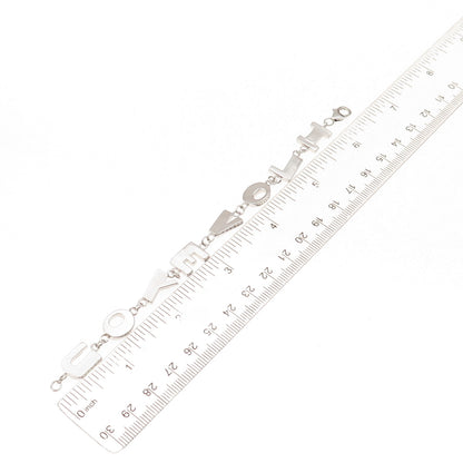925 Sterling Silver I Love You Link Bracelet 6.25"