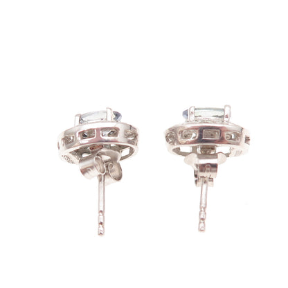 Chuck Clemency 925 Sterling Silver Real Tanzanite Scroll Stud Earrings