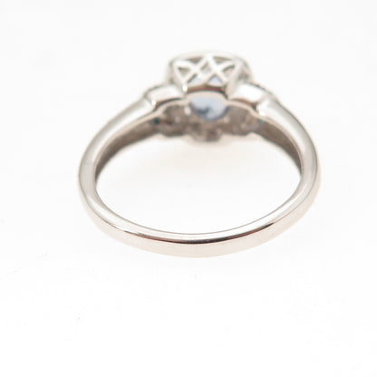 925 Sterling Silver Real Diamond & Tanzanite Ring Size 8