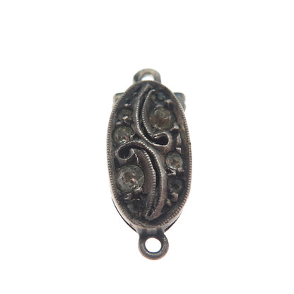 925 Sterling Silver Antique Art Deco Rhinestone Bracelet / Necklace Lock Clasp