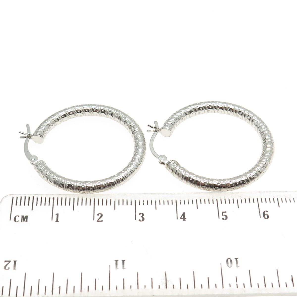 925 Sterling Silver Ornate Hoop Earrings