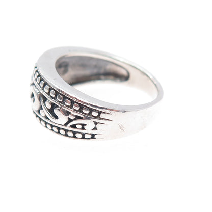 925 Sterling Silver Vintage Swirl Oxidized Ring Size 6.75