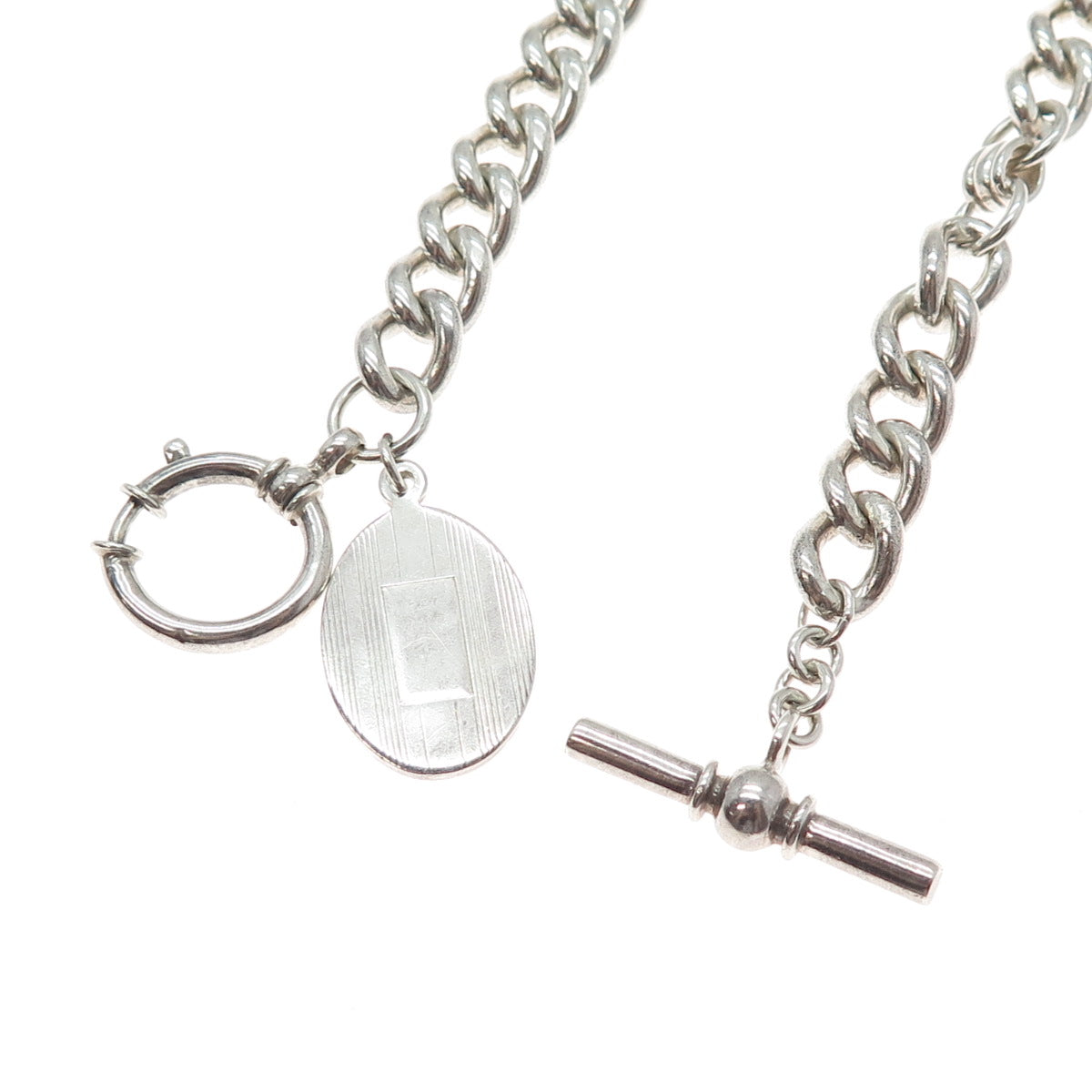 RALPH LAUREN 925 Sterling Silver Vintage Pocket Watch Fob Chain 16"
