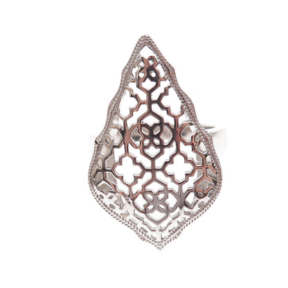 925 Sterling Silver Floral Ornate Ring Size 7
