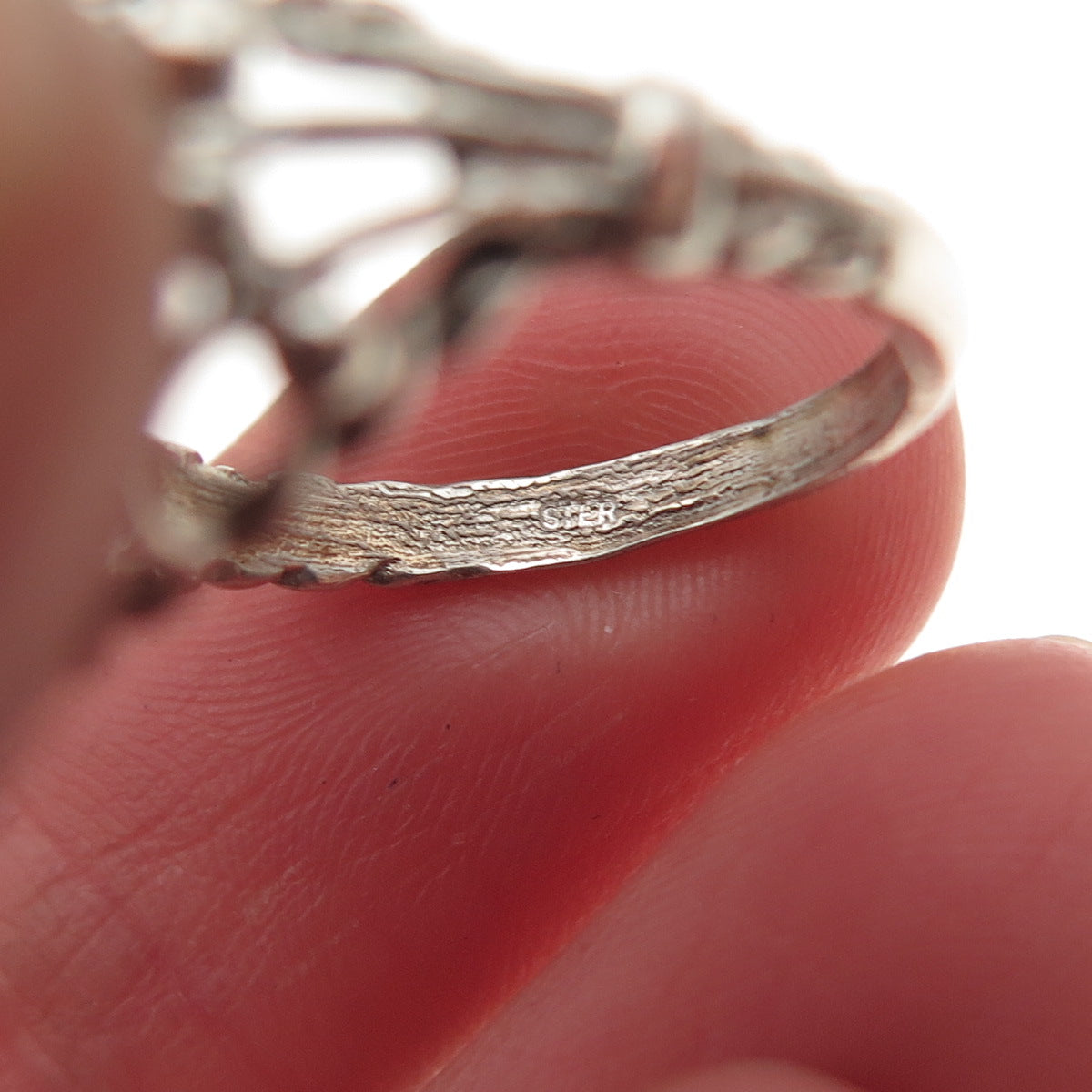 925 Sterling Silver Vintage Letter K Initial Oxidized Ring Size 6