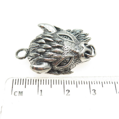 925 Sterling Silver Vintage Bull's Head Oxidized Pendant