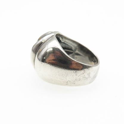 925 Sterling Silver Vintage Mexico Modernist Dome Oxidized Ring Size 7.25