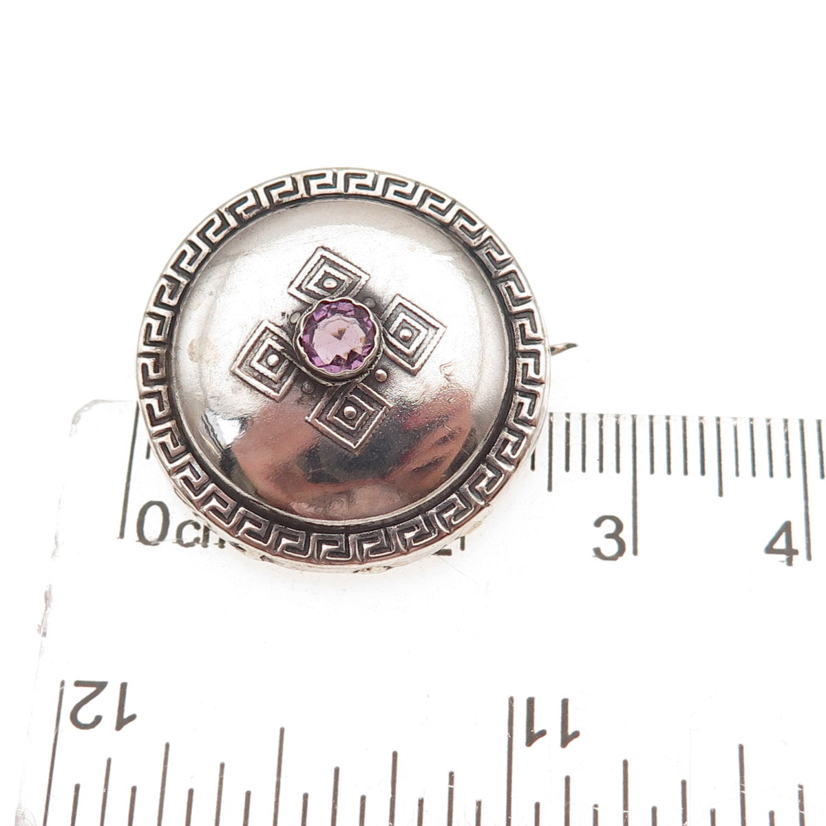 Bernhard Hertz 830S Silver Vintage Denmark Real Amethyst Oxidized Pin Brooch