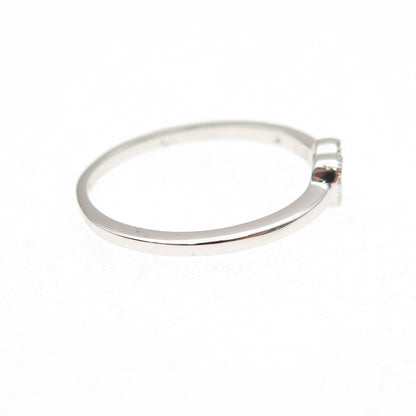 925 Sterling Silver Round-Cut C Z Heart Ring Size 8.25