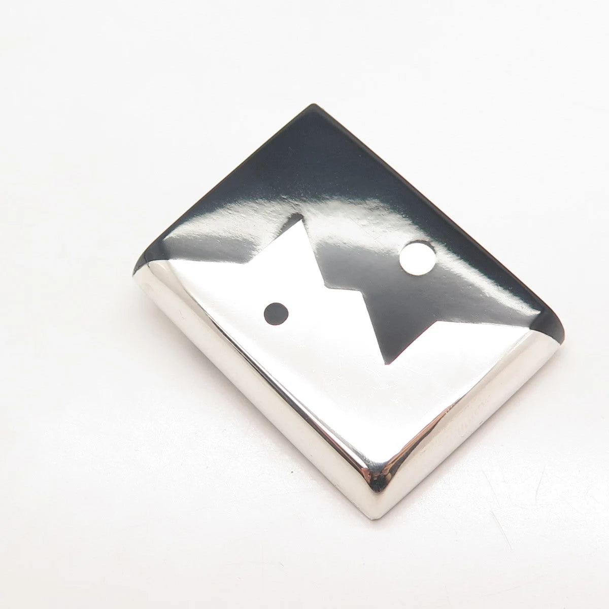 925 Sterling Silver Vintage Mexico Real Black Onyx Gemstone Yin Yang Pin Brooch