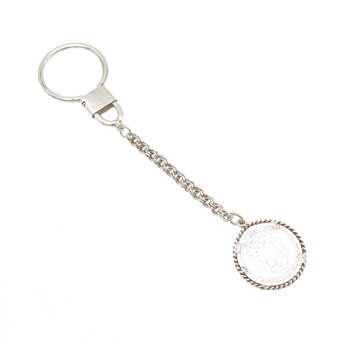 835 Silver Vintage 1954 Venezuela 1 Bolivar Coin Key Chain Fob Ring Holder