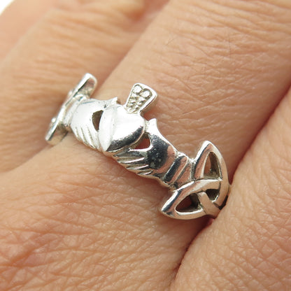 PETER STONE 925 Sterling Silver Vintage Irish Claddagh Ring Size 11