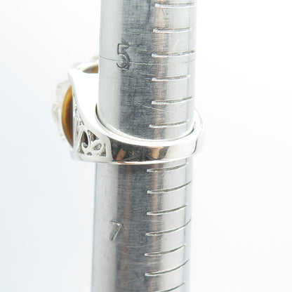 925 Sterling Silver Real Doublet Tiger Eye Gemstone Ring Size 6.25