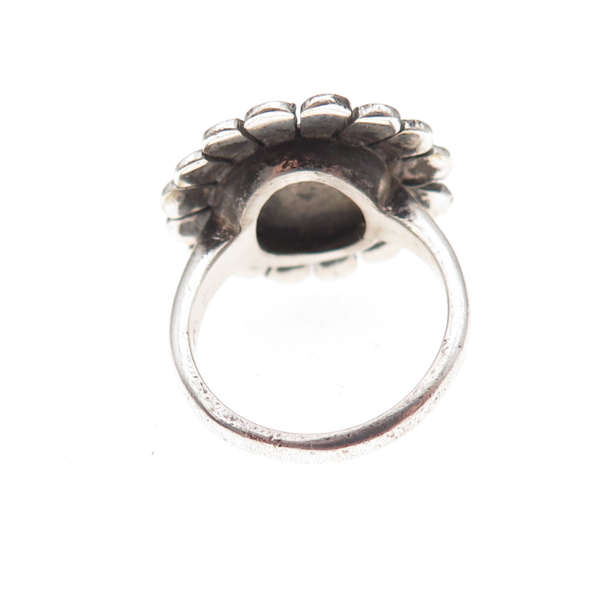 925 Sterling Silver Antique Art Deco Real Marcasite Floral Ring Size 3.25