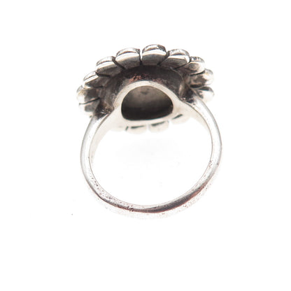 925 Sterling Silver Antique Art Deco Real Marcasite Floral Ring Size 3.25