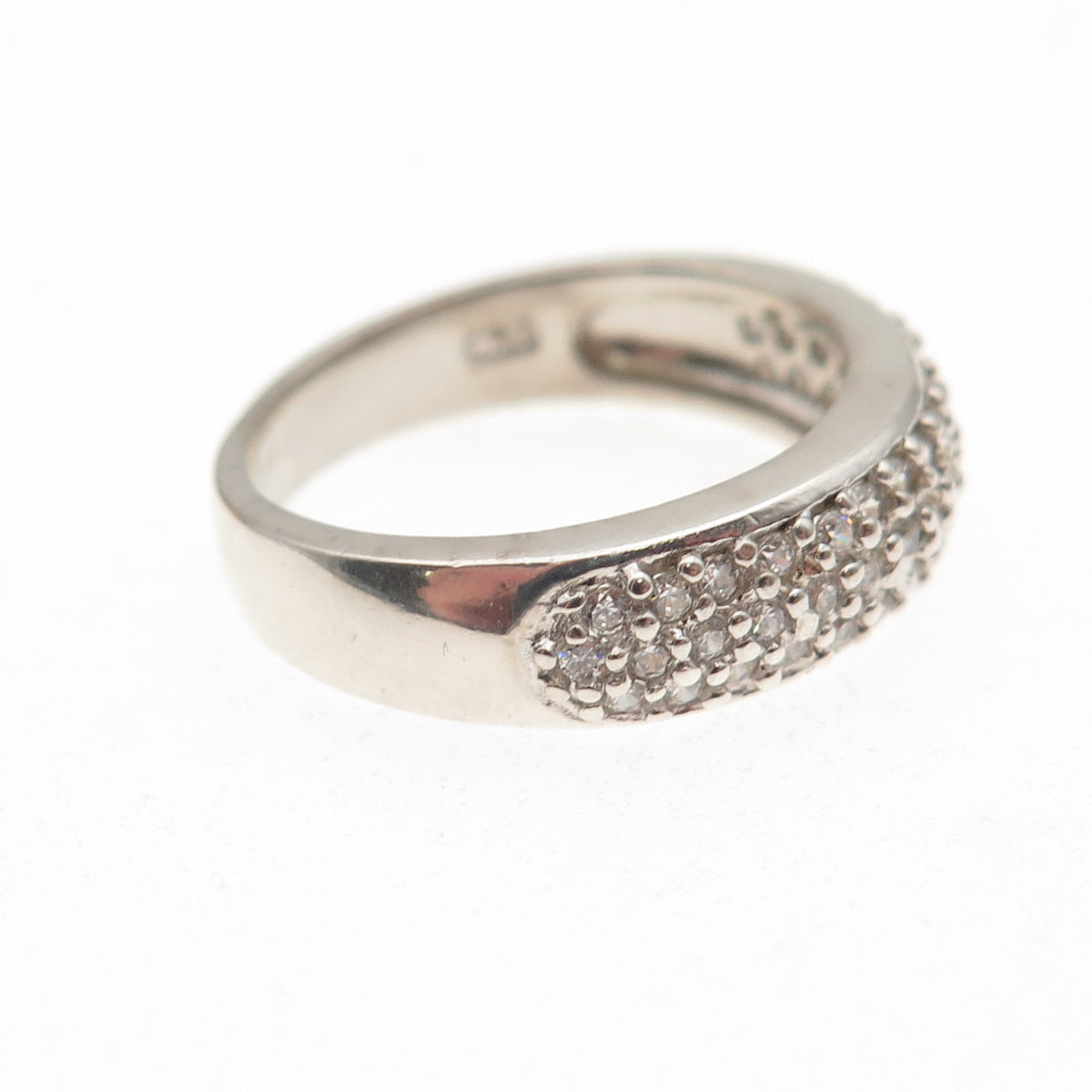 925 Sterling Silver Round-Cut C Z Sparkle Ring Size 6