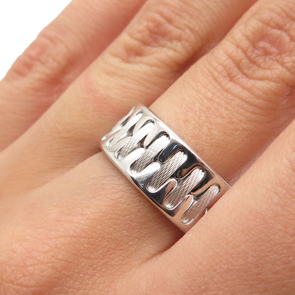 NEOS 925 Sterling Silver Textured Sewing Stitches Band Ring Size 8.75