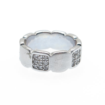925 Sterling Silver Round-Cut Shaped C Z Panel Band Ring Size 7