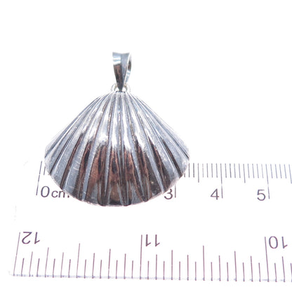 925 Sterling Silver Vintage Seashell Oxidized Charm Pendant