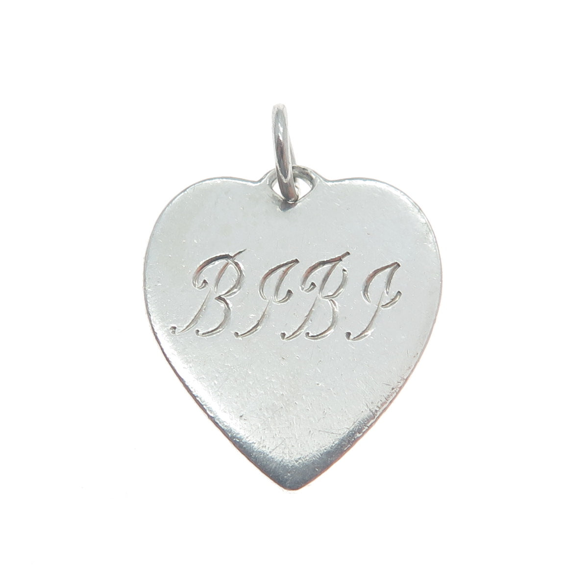 LEONORE DOSKOW 925 Sterling Silver Vintage Engraved Heart Mini Tag Charm Pendant