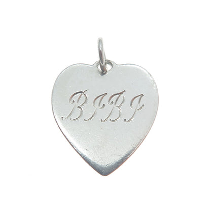 LEONORE DOSKOW 925 Sterling Silver Vintage Engraved Heart Mini Tag Charm Pendant