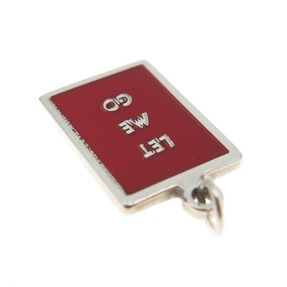 925 Sterling Silver Red Enamel "Let Me Go" Minimalist Charm Pendant