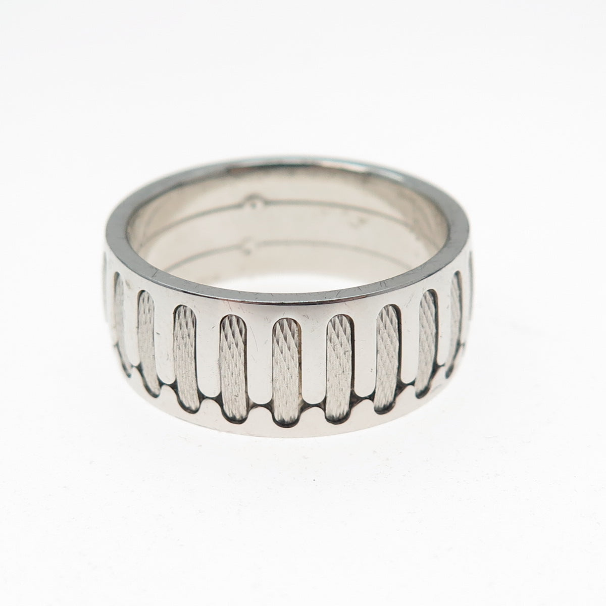 NEOS 925 Sterling Silver Textured Sewing Stitches Band Ring Size 10.25