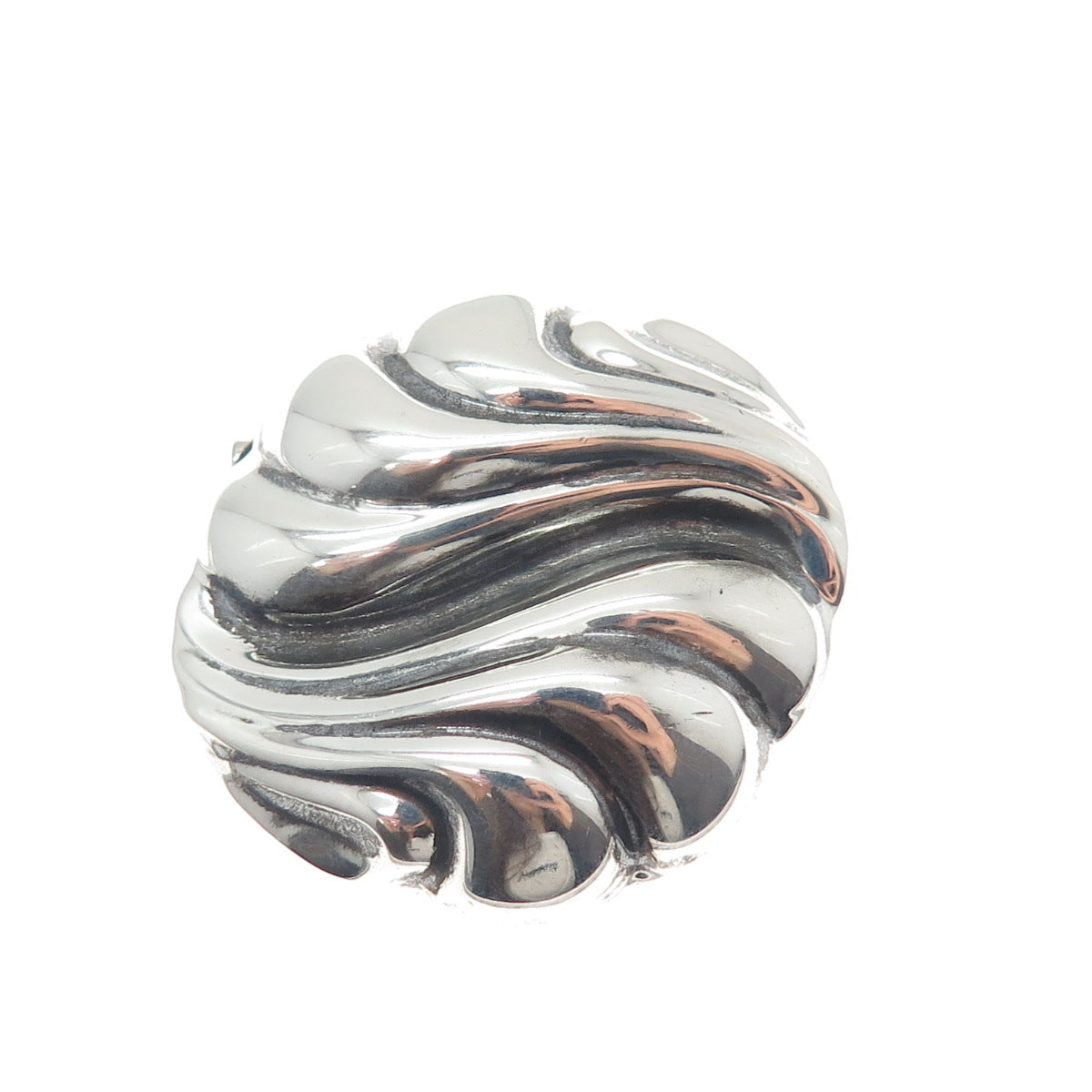 925 Sterling Silver Vintage Mexico Modernist Yin Yang Pin Brooch / Pendant