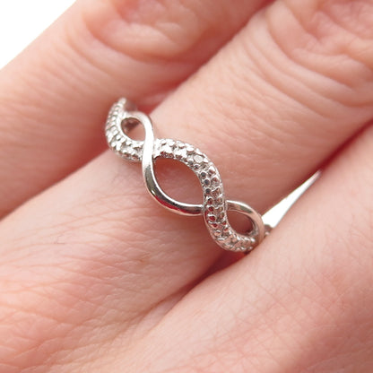 Ross Simons 925 Sterling Silver Real Diamond Accent Infinity Woven Ring Size 6
