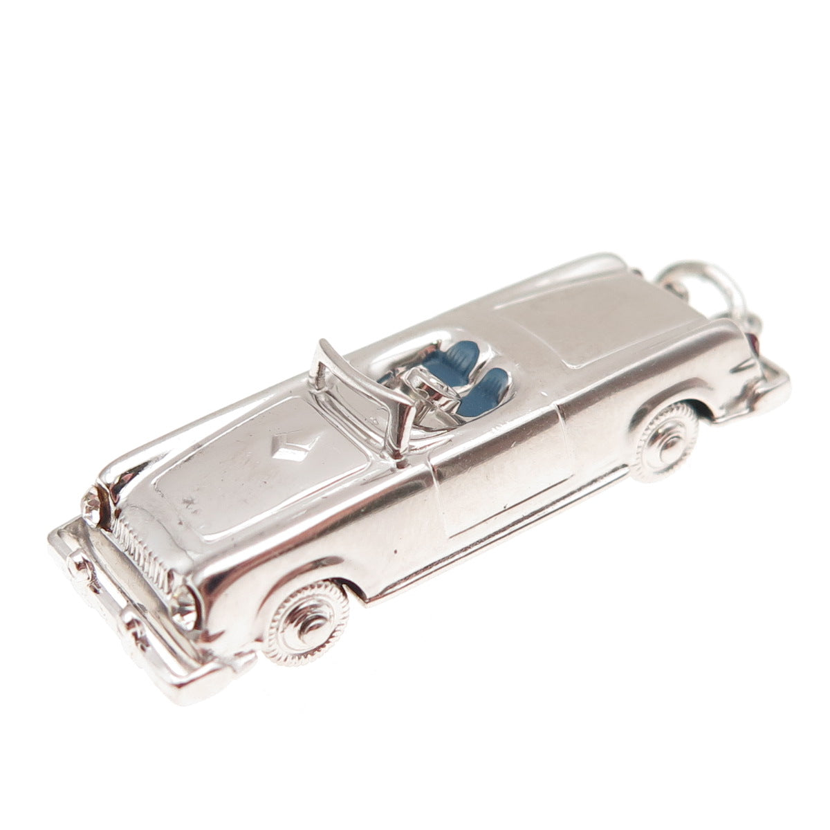 AE Art's Elegance Sterling Silver Vintage Enamel Convertible Car Movable Pendant