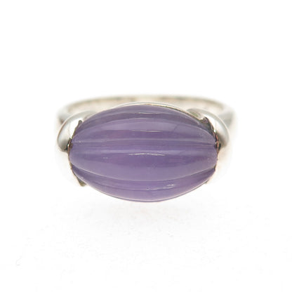 CNA Pranda 925 Sterling Silver Vintage Real Lavender Jade Modernist Ring Size 7