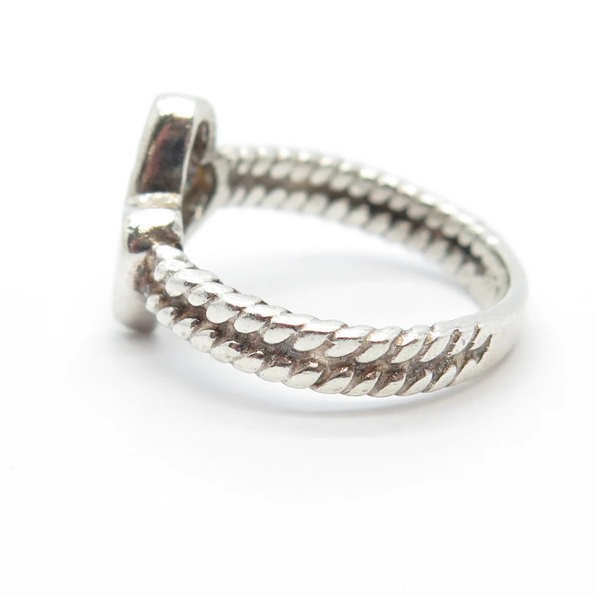 925 Sterling Silver Vintage Cutout Double Heart Ring Size 5.75