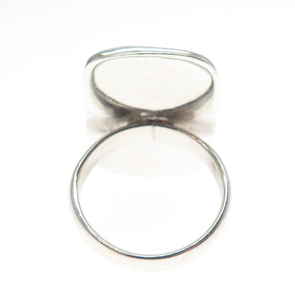 CHAPAL ZENRAY 925 Sterling Silver Vintage Real Mother-of-Pearl Ring Size 7.25