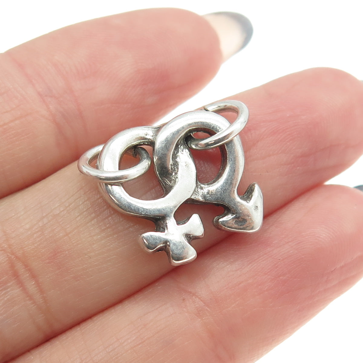 925 Sterling Silver Vintage Gender Symbols 3D Pendant