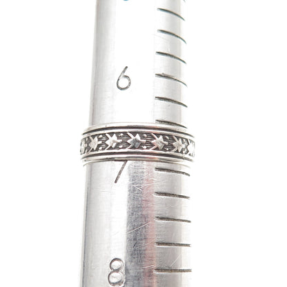 Uncas 925 Sterling Silver Antique Art Deco Floral Oxidized Band Ring Size 7