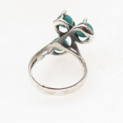 925 Sterling Silver Vintage Mexico Real Turquoise Oxidized Ring Size 6.25