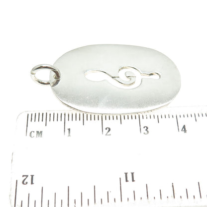 NALDO 925 Sterling Silver Vintage Treble Clef Tag Pendant
