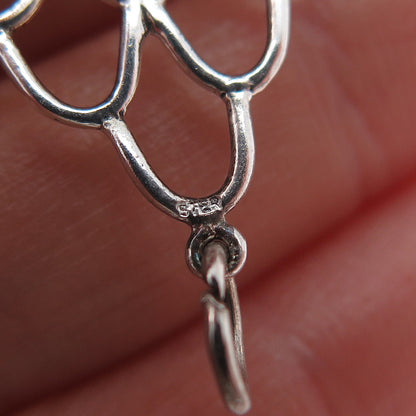 925 Sterling Silver Vintage Real Clear Quartz & Blue Topaz Chandelier Pendant