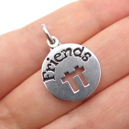 925 Sterling Silver Vintage Friends Mini Tag Charm Pendant