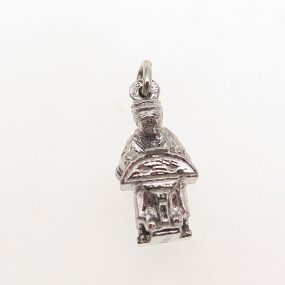 835 Silver Vintage Lacemaker Bruxelles Brussels 3D Mini Charm Pendant