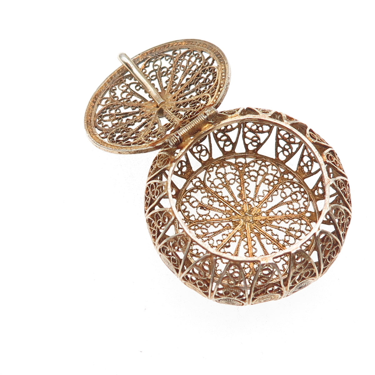 800 Silver Gold Plated Antique Art Deco Filigree Rosary Chain Box