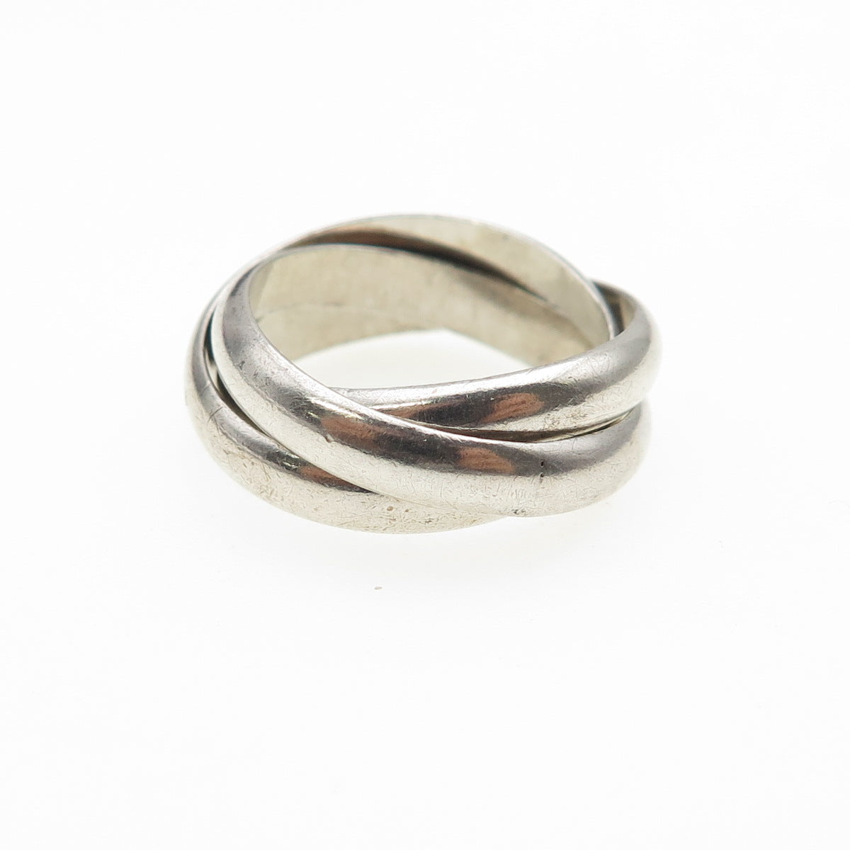 925 Sterling Silver Vintage Italy Interlocked Trinity Band Ring Size 6.5